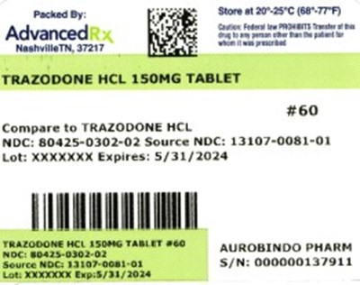 Label 2 (Trazodone HCl 150mg 80425 0302 02)
